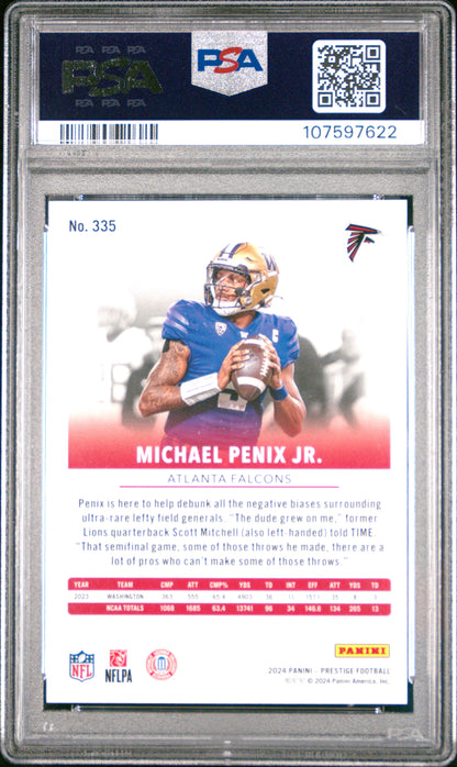 Graded 2024 Panini Prestige Michael Penix Jr #335 Rookie RC Football Card PSA 10 Gem Mint