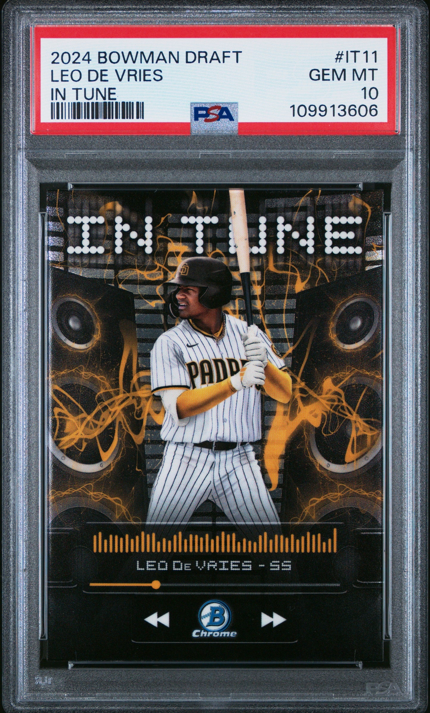 Graded 2024 Topps Bowman Draft Leo De Vries #IT11 In Tune Rookie RC Baseball Card PSA 10 Gem Mint