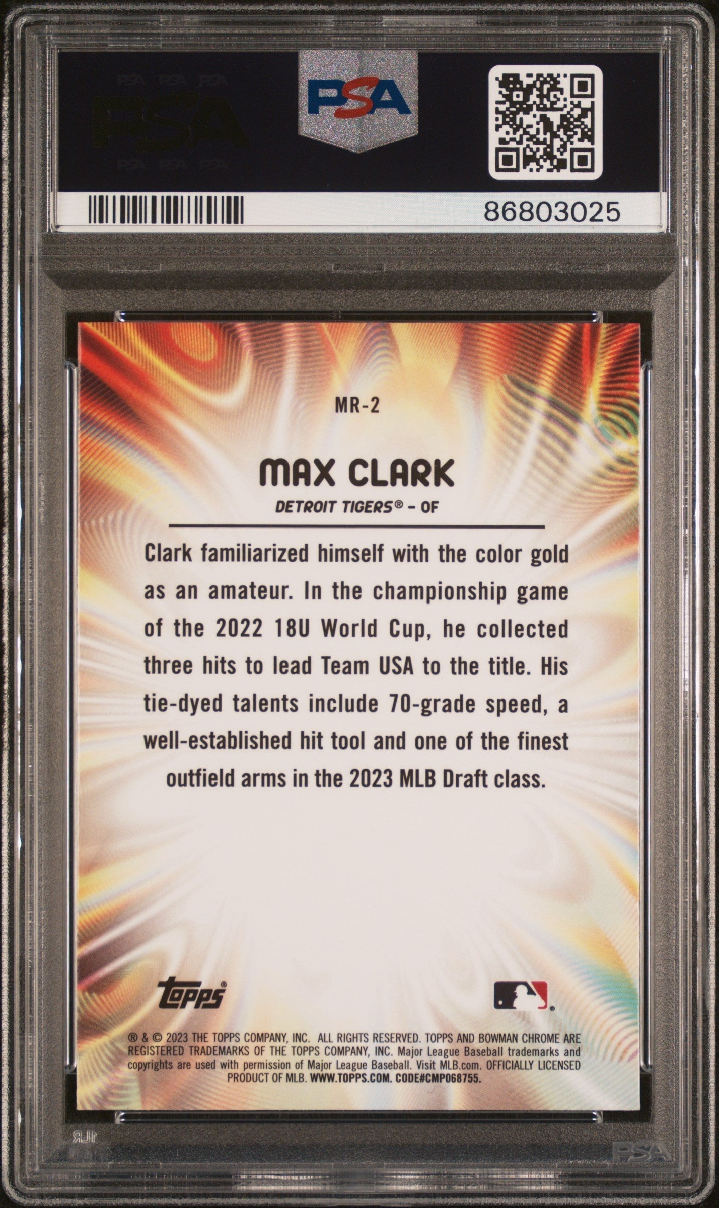 Graded 2023 Topps Bowman Draft Max Clark #MR2 Mood Ring Rookie RC Baseball Card PSA 10 Gem Mint