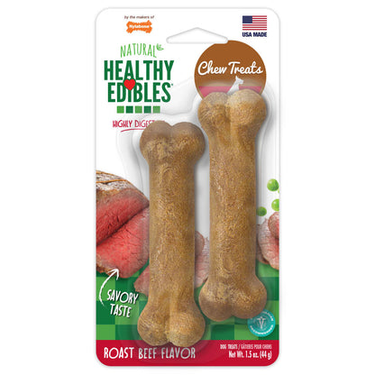 Nylabone Healthy Edibles All-Natural Long Lasting Roast Beef Dog Chew Treats (1.5oz)