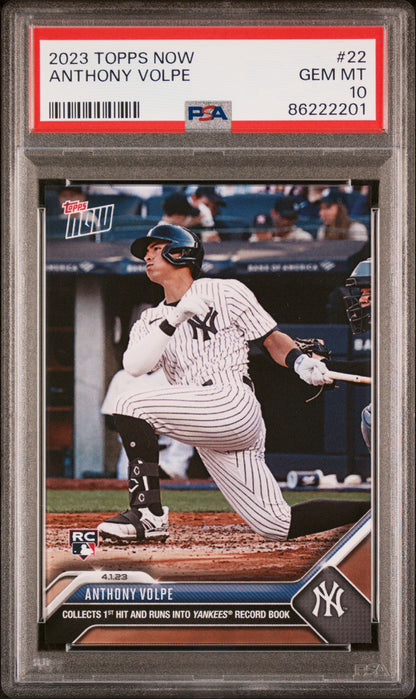 Graded 2023 Topps Now Anthony Volpe #22 Rookie RC Baseball Card PSA 10 Gem Mint