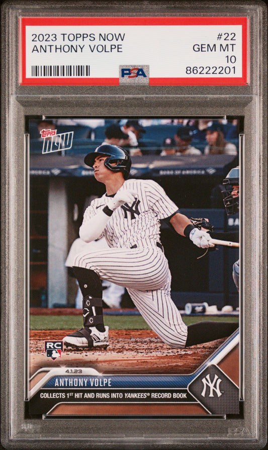 Graded 2023 Topps Now Anthony Volpe #22 Rookie RC Baseball Card PSA 10 Gem Mint