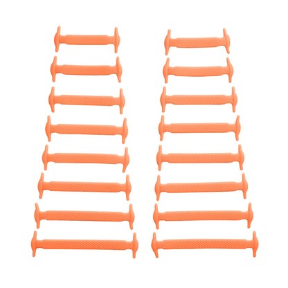 Orange Stretchy Tieless Silicone Elastic Shoelaces | 16 Straps