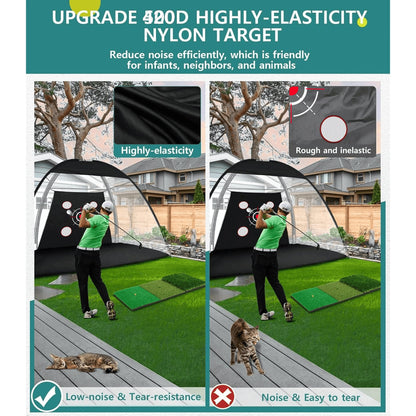 10x7FT Golf Practice Net with Mat & Target – Backyard Driving & Chipping Aid