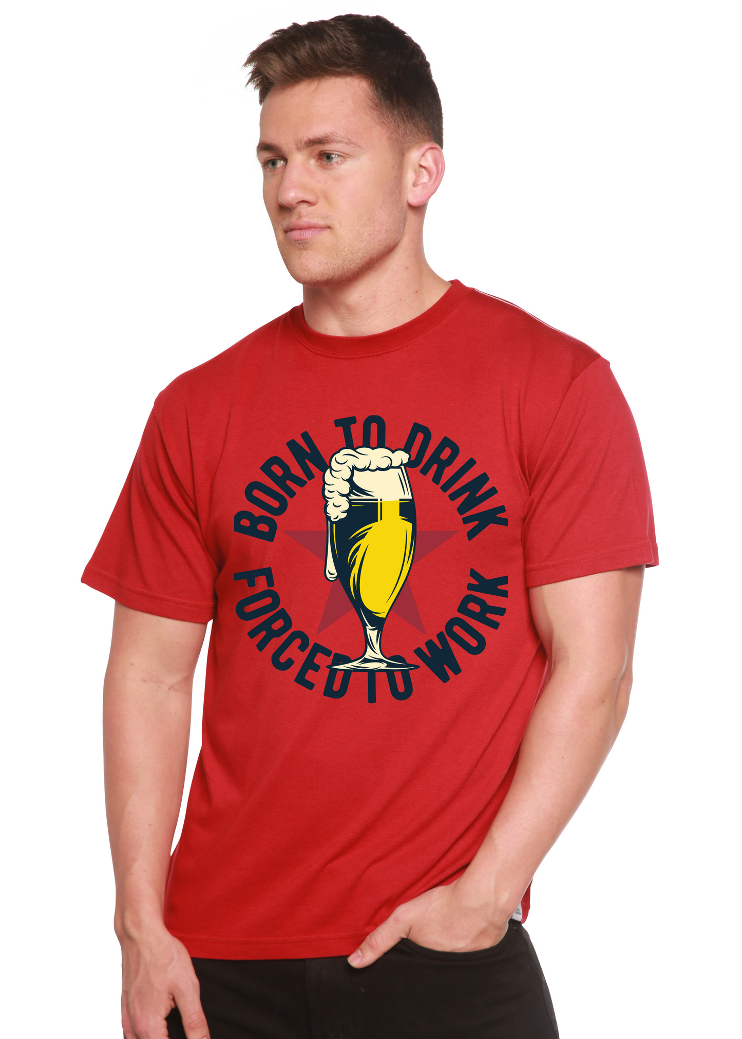 Born to Drink Men's Bamboo Viscose/Organic Cotton Short Sleeve Graphic T-Shirt