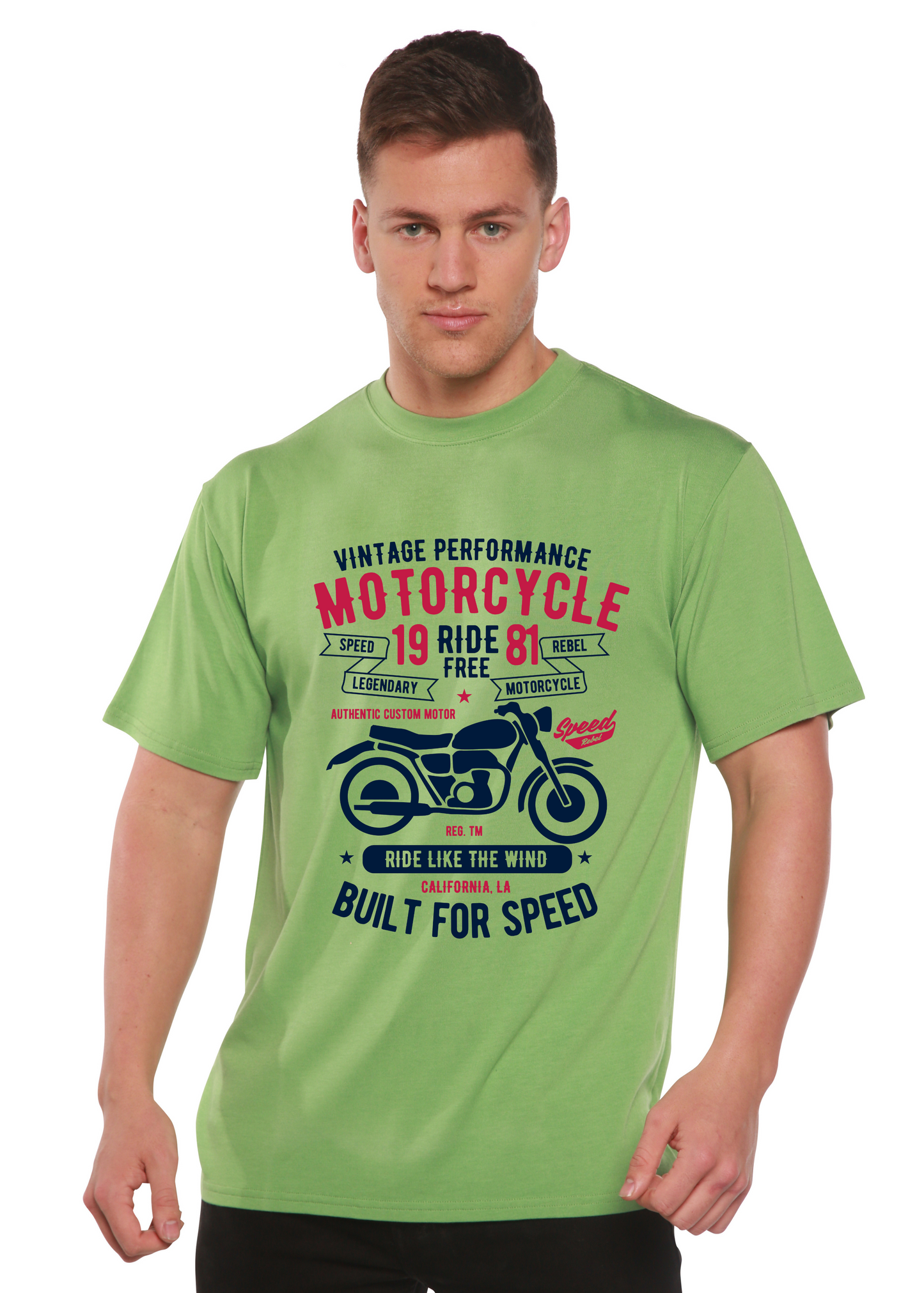Motorcycle Ride Free Men's Bamboo Viscose/Organic Cotton Short Sleeve Graphic T-Shirt