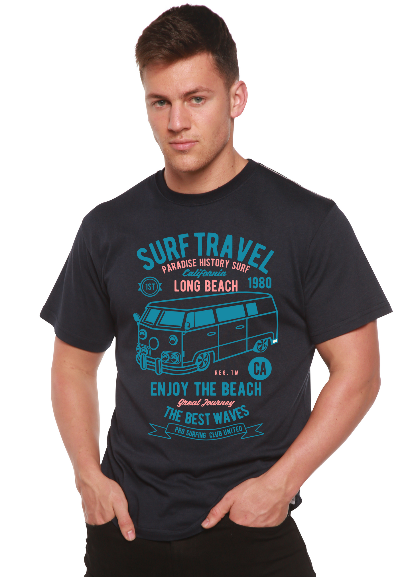 Surf Travel Spun Bamboo® Men's Bamboo Viscose/Organic Cotton Short Sleeve Graphic T-Shirt
