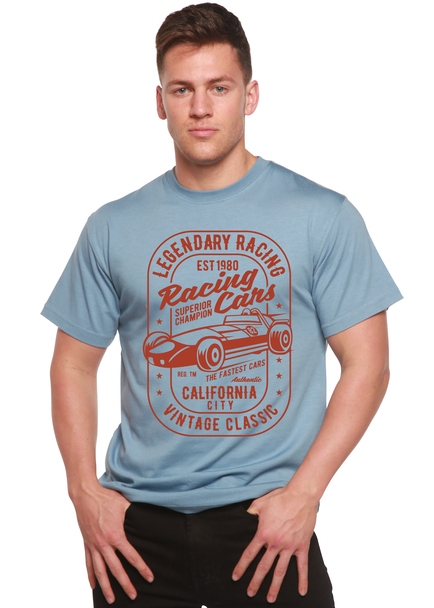 Legendary Racing Cars Men's Bamboo Viscose/Organic Cotton Short Sleeve Graphic T-Shirt
