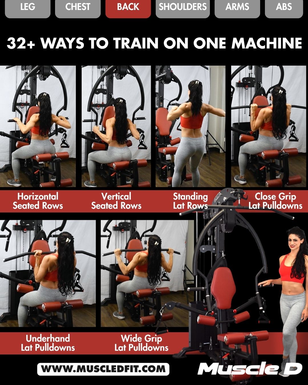 Muscle D Fitness Compact Single-Stack Multi-Gym | Full Body, Space-Saving