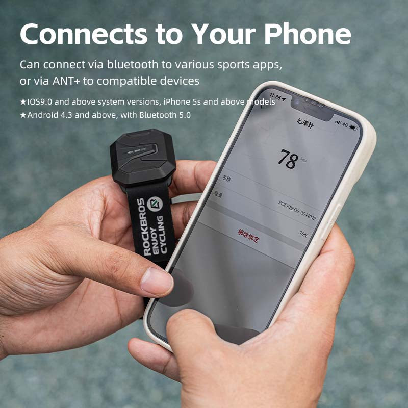 ROCKBROS ANT+ Dual-Mode Heart Rate Monitor Real-Time Tracking Waterproof Design