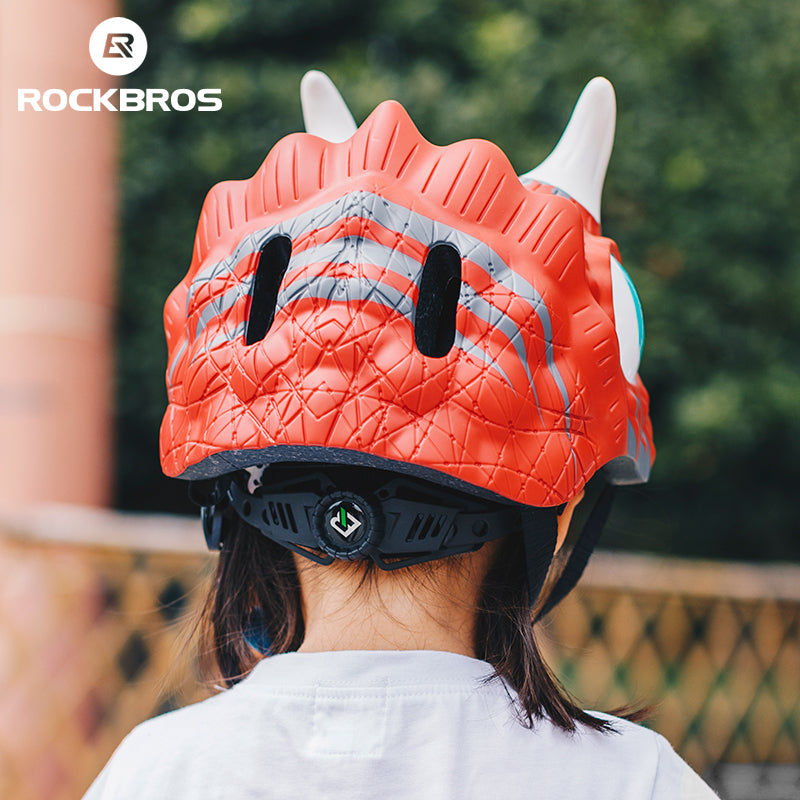 ROCKBROS Kids Cartoon Dinosaur Helmet Adjustable Lightweight