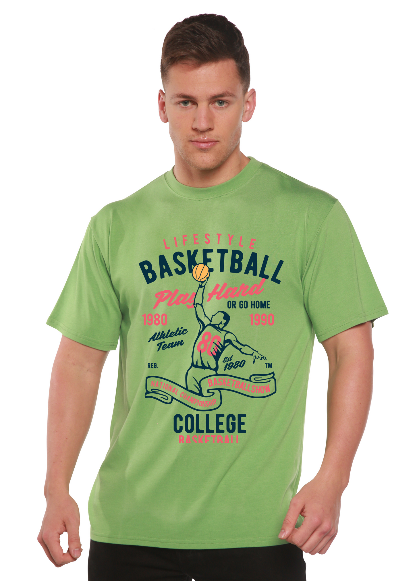 Life Style Basketball Men's Bamboo Viscose/Organic Cotton Short Sleeve Graphic T-Shirt