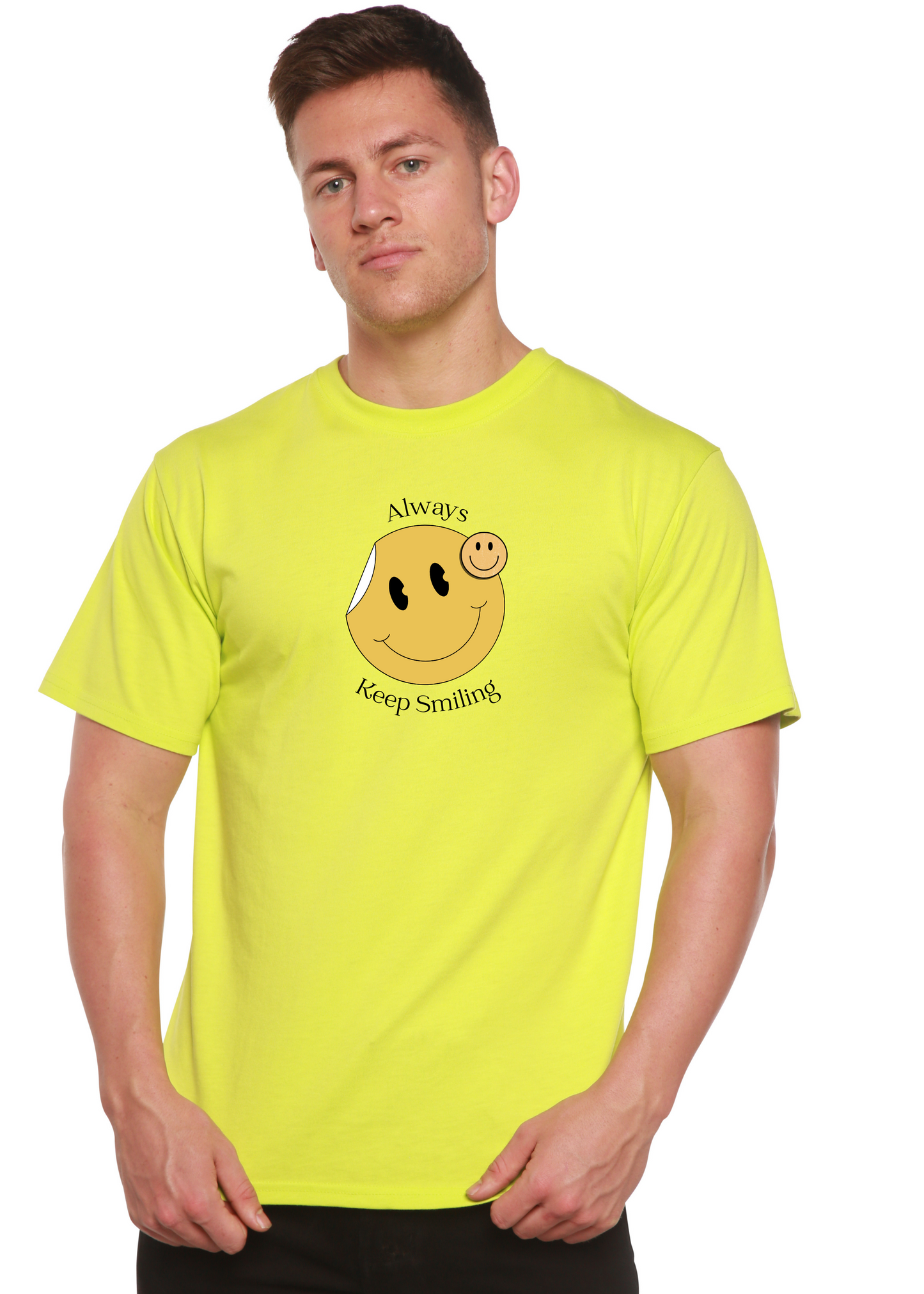 Always Keep Smiling Men's Bamboo Viscose/Organic Cotton Short Sleeve Graphic T-Shirt