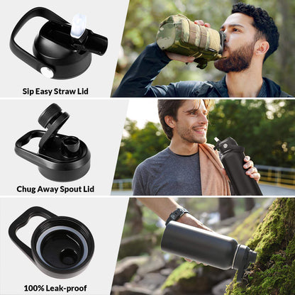 Votagoo 64Oz Half Gallon Stainless Steel Insulated Tactical Water Bottle with Metal Military Water Bottle Tactical Carrier Bag