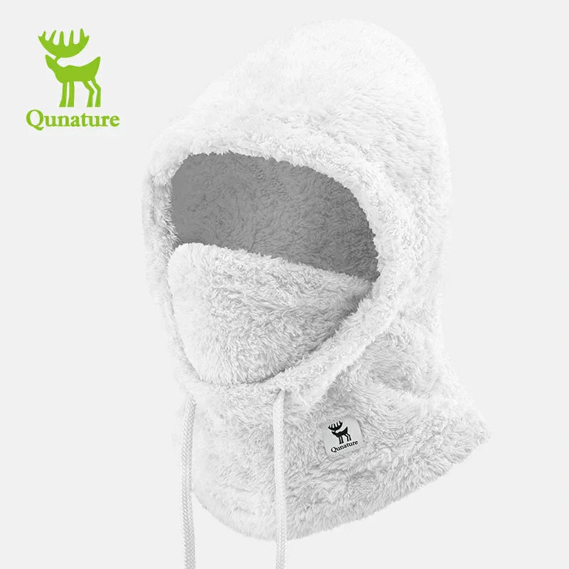 Qunature Thermal Fleece Helmet Liner – Windproof Balaclava Hood for Skiing and Winter Sports
