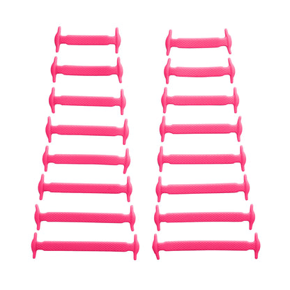 Pink Stretchy Tieless Silicone Elastic Shoelaces | 16 Straps