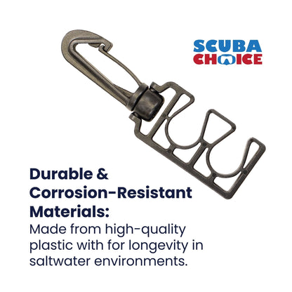 Scuba Choice Scuba Hose Clip Holder for Snorkeling & Diving, BCD Hose Snap Hook Attachment