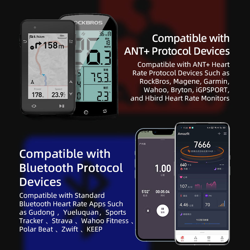 ROCKBROS Waterproof Heart Rate Monitor Chest Strap Rechargeable Bluetooth ANT+ - Triathlete Store