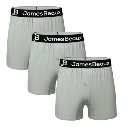 3-Pack Men's Gray 95% Bamboo Boxer Shorts
