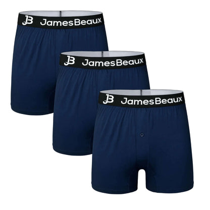 3-Pack Men's Navy Blue 95% Bamboo Boxer Shorts