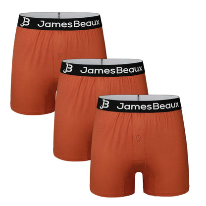 3-Pack Men's Orange 95% Bamboo Boxer Shorts