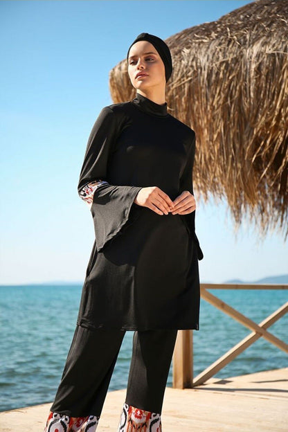 Lycra Black Burkini Modest Swimwear 1961