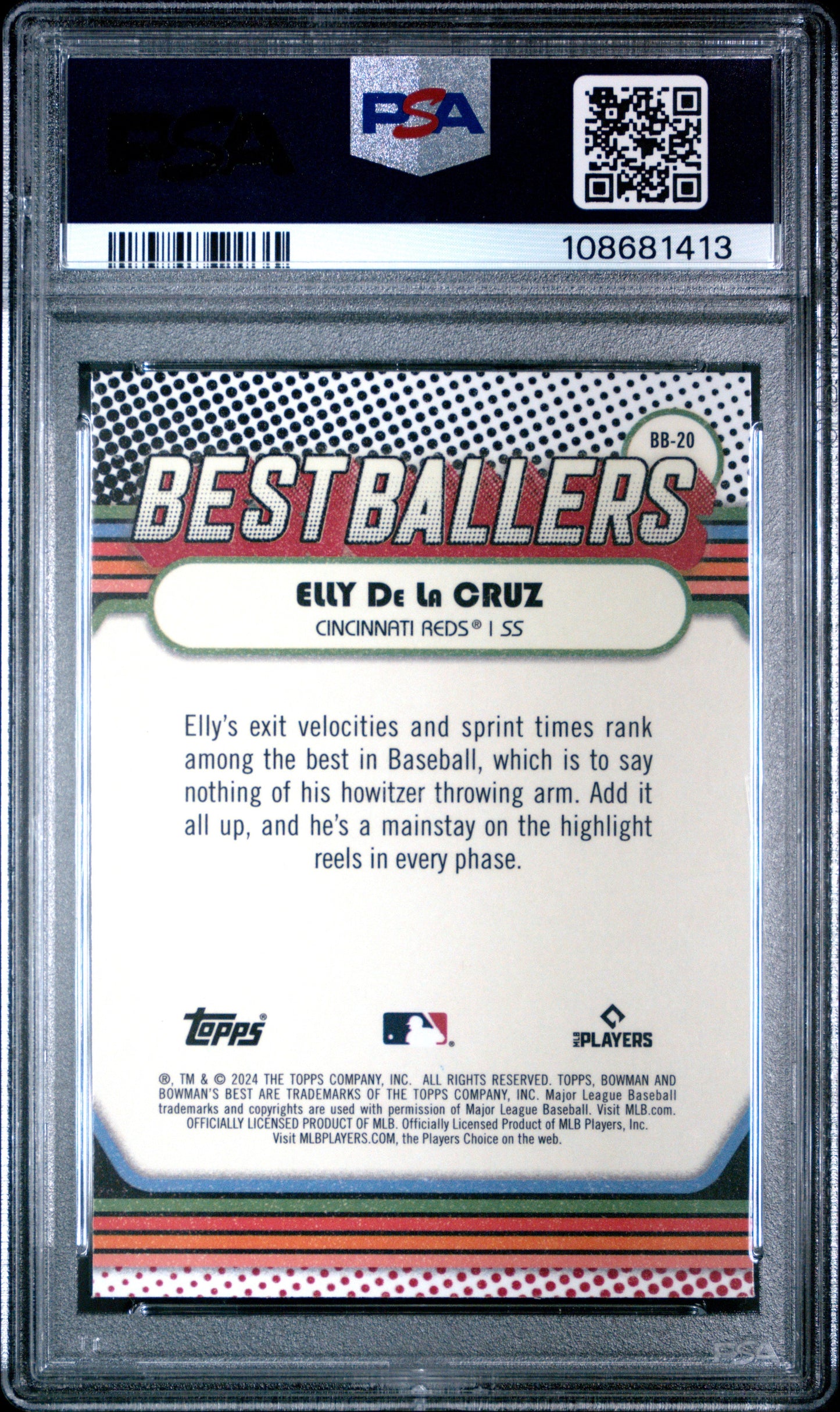 Graded 2024 Topps Bowmans Best Elly De La Cruz #BB20 Best Ballers Rookie RC Baseball Card PSA 10 Gem Mint
