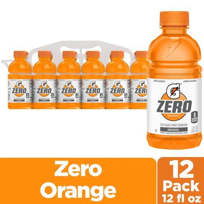 Gatorade Thirst Quencher Zero Sugar Sports Drink, Orange, 12Oz Bottles, 12 Pack, Electrolytes For Rehydration