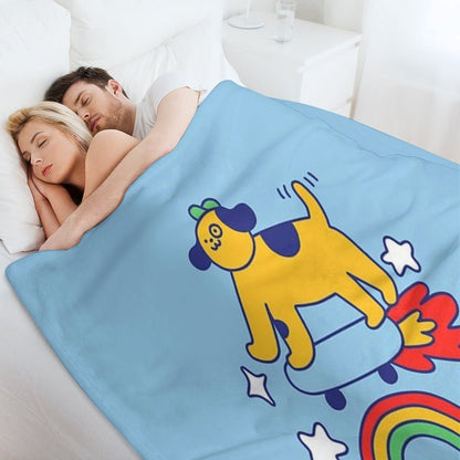 Dog Flying On A Skateboard Throw Blanket