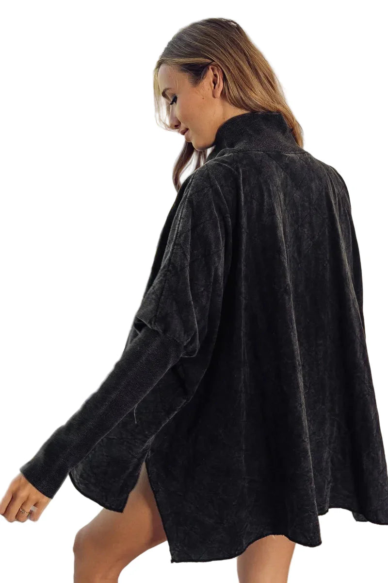 Vintage Washed Quilted Half Zip Top