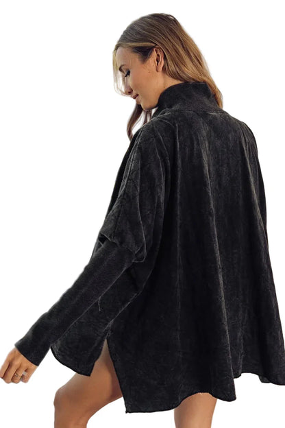 Vintage Washed Quilted Half Zip Top