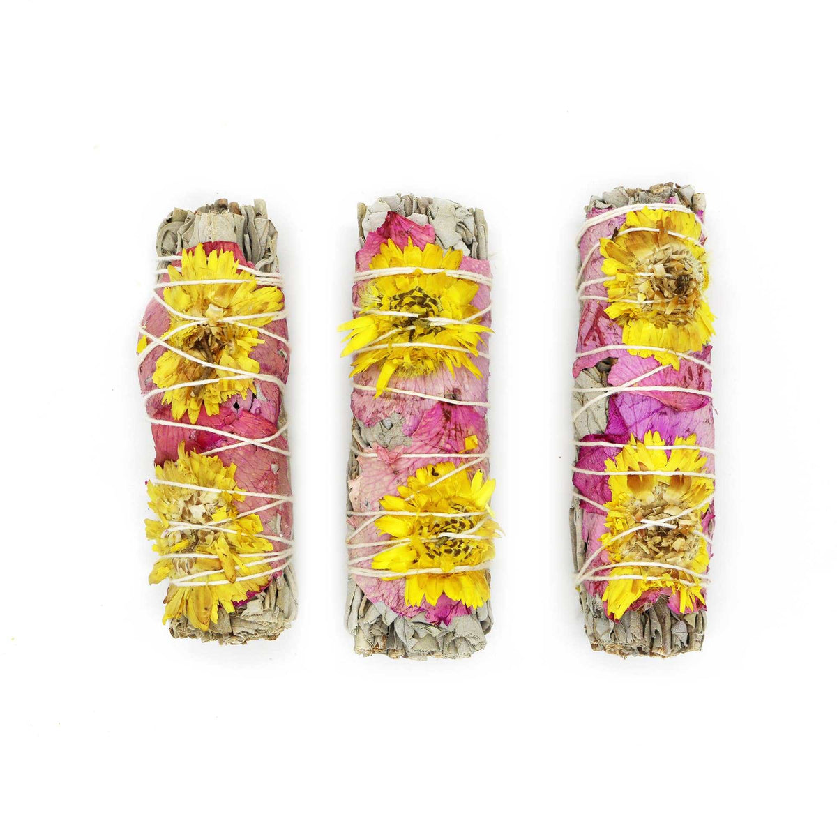 'Amor' Floral White Sage Smudge Stick (4 in)