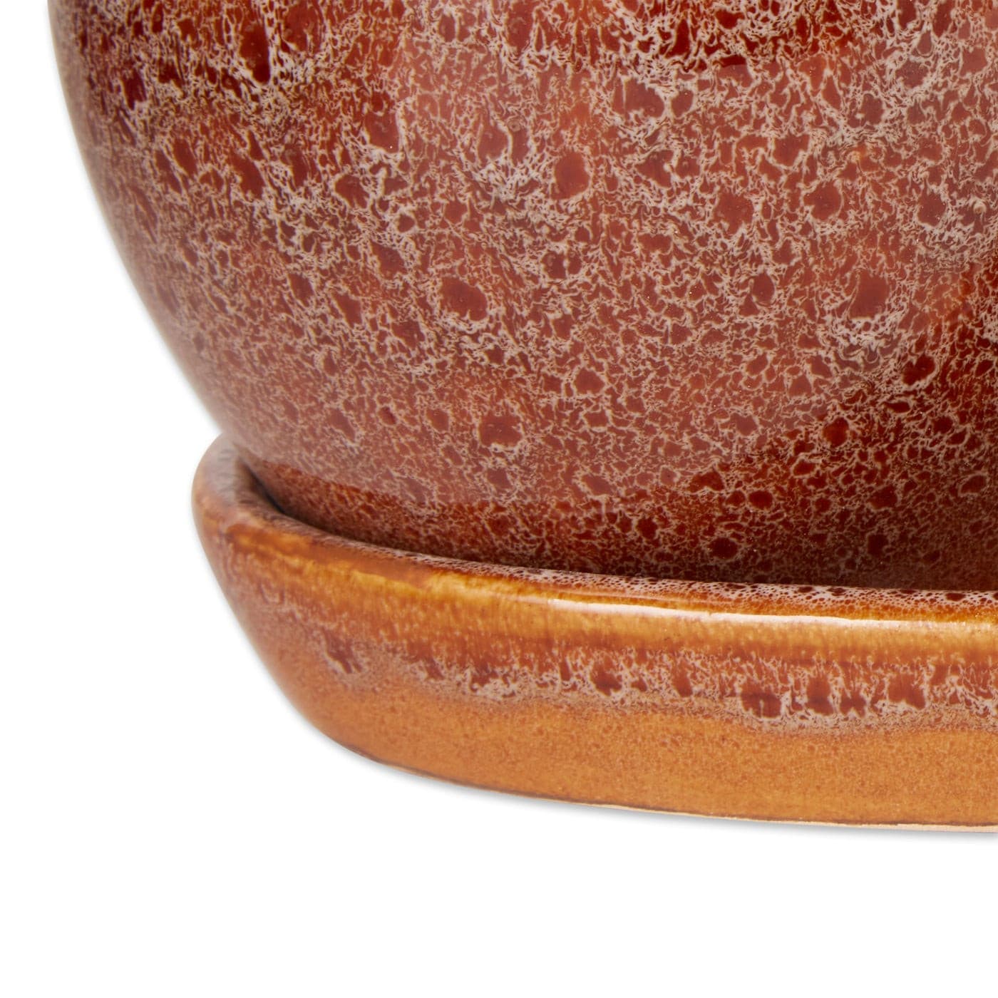 BROWN ROUND CERAMIC SMALL PLANTER SET OF 3