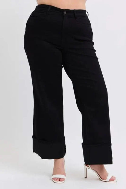 Judy Blue Full Size High Waist Reto Wide Leg W/ Cuff