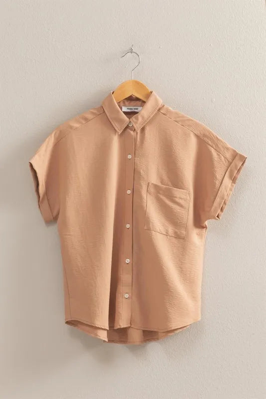HYFVE Button Down Collared Neck Short Sleeve Shirt