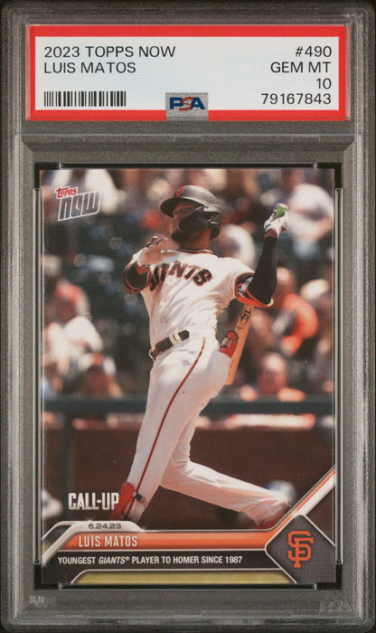 Graded 2023 Topps Now Luis Matos #490 Rookie RC Baseball Card PSA 10 Gem Mint