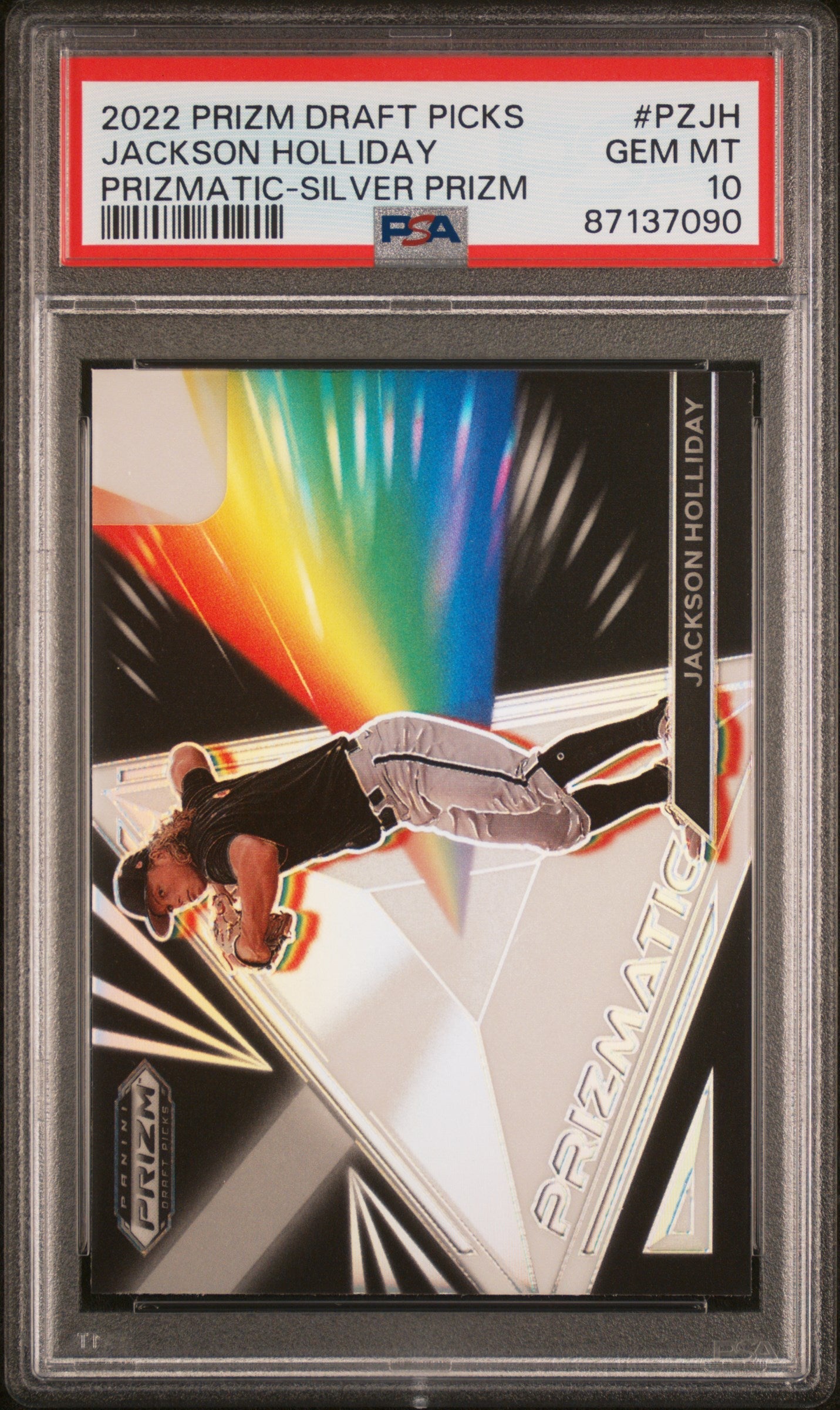 Graded 2022 Panini Prizm Draft Picks Jackson Holliday #PZJH Prizmatic Silver Prizm Rookie RC Baseball Card PSA 10 Gem Mint