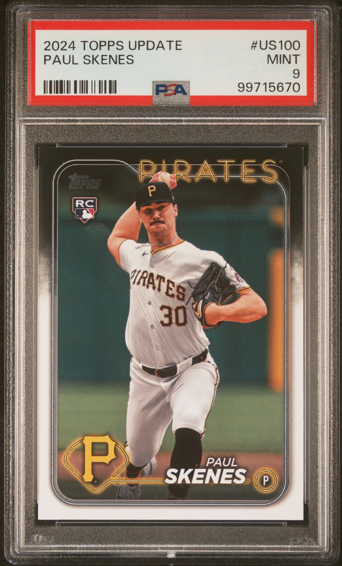 Graded 2024 Topps Update Paul Skenes #US100 Rookie RC Baseball Card PSA 9 Mint