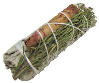 Cinnamon, Rosemary, Yerba Santa & White Sage Smudge Stick (4 in.)