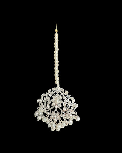 C569 Silver plated jadau choker in pearls ( SHIPS IN 4 WEEKS )