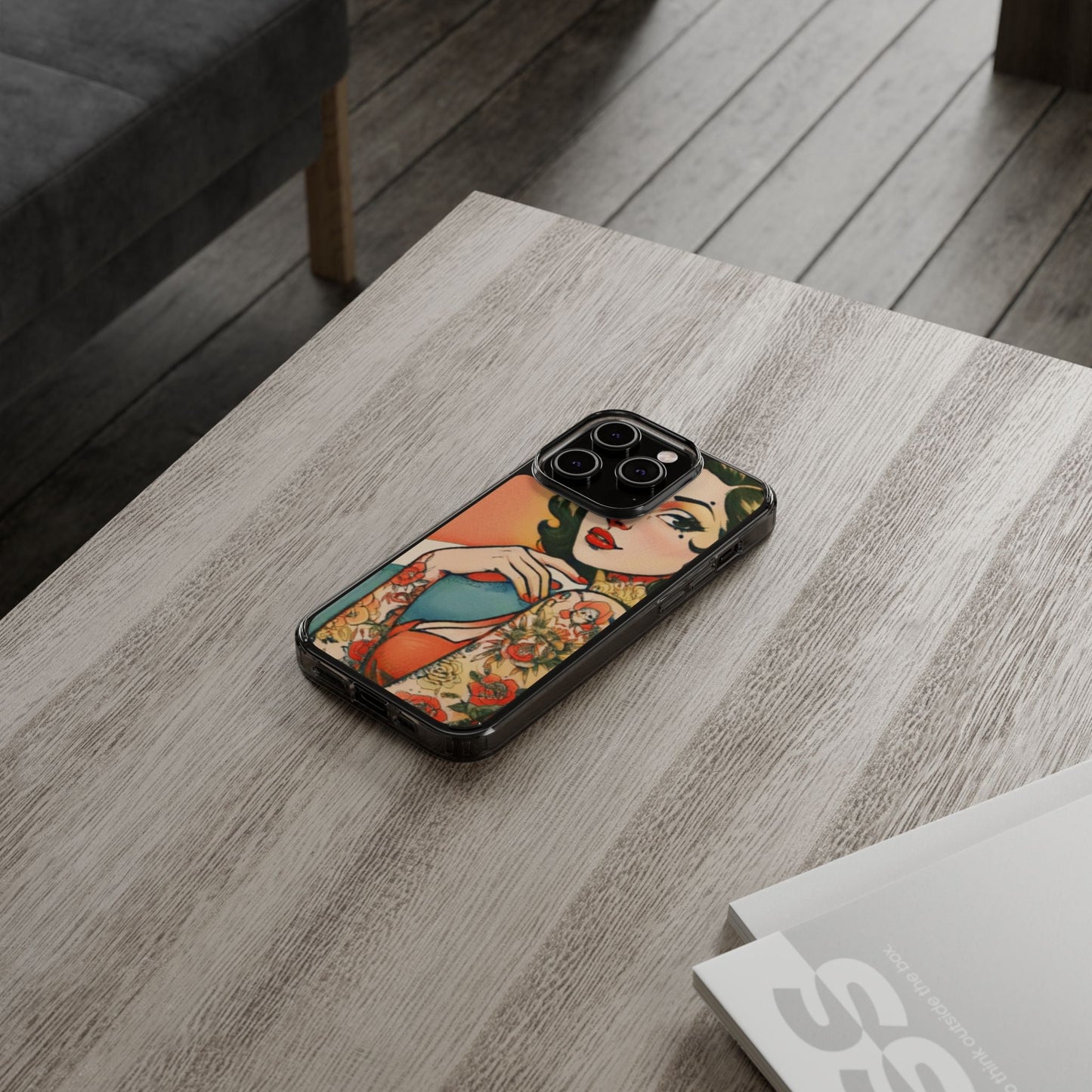 Retro Pin Up Clear Phone Case