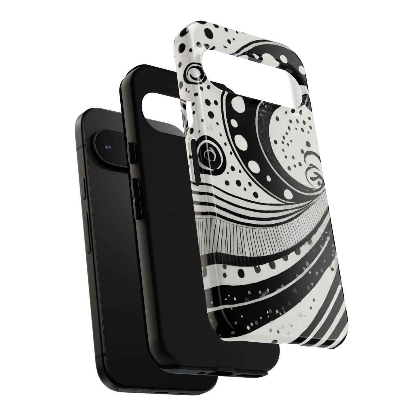 Artistic Black & White Swirl Tough Phone Case