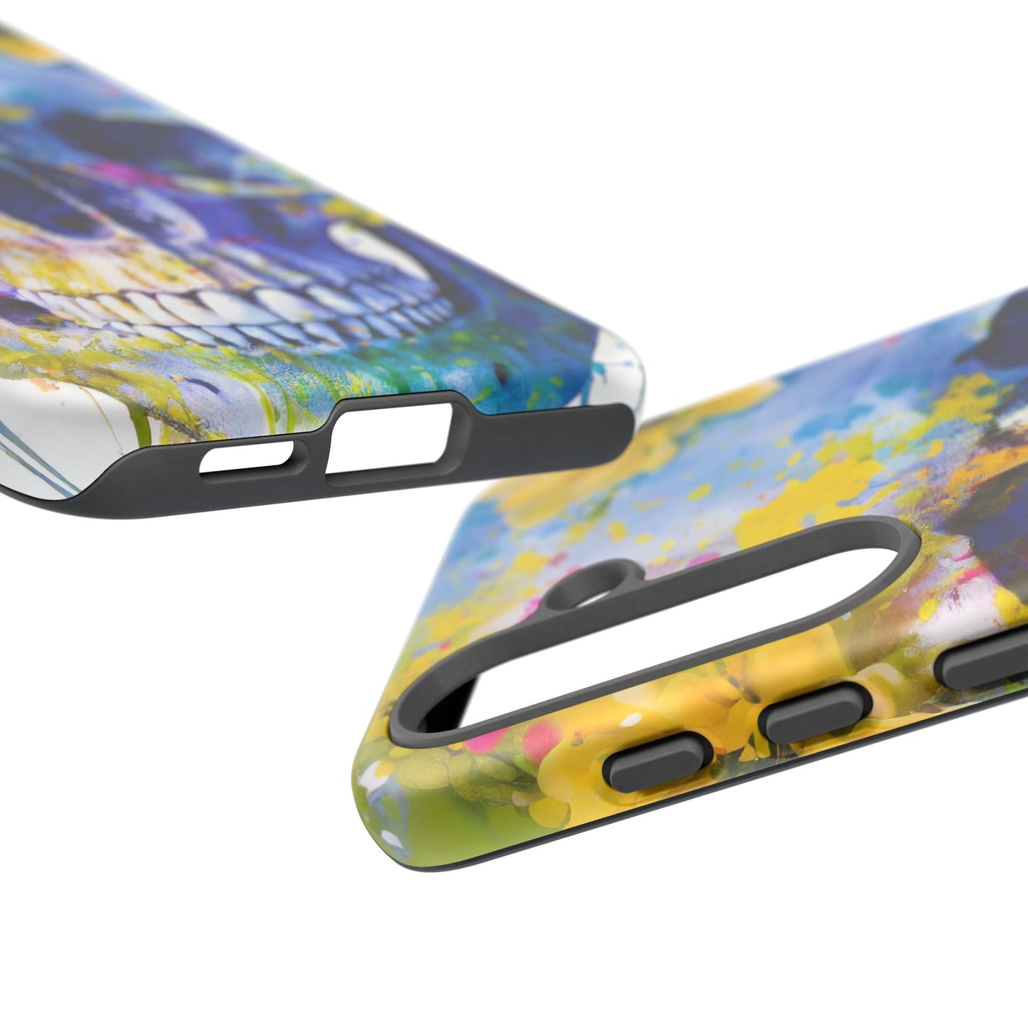 Vibrant Blue Floral Skull Tough Phone Case