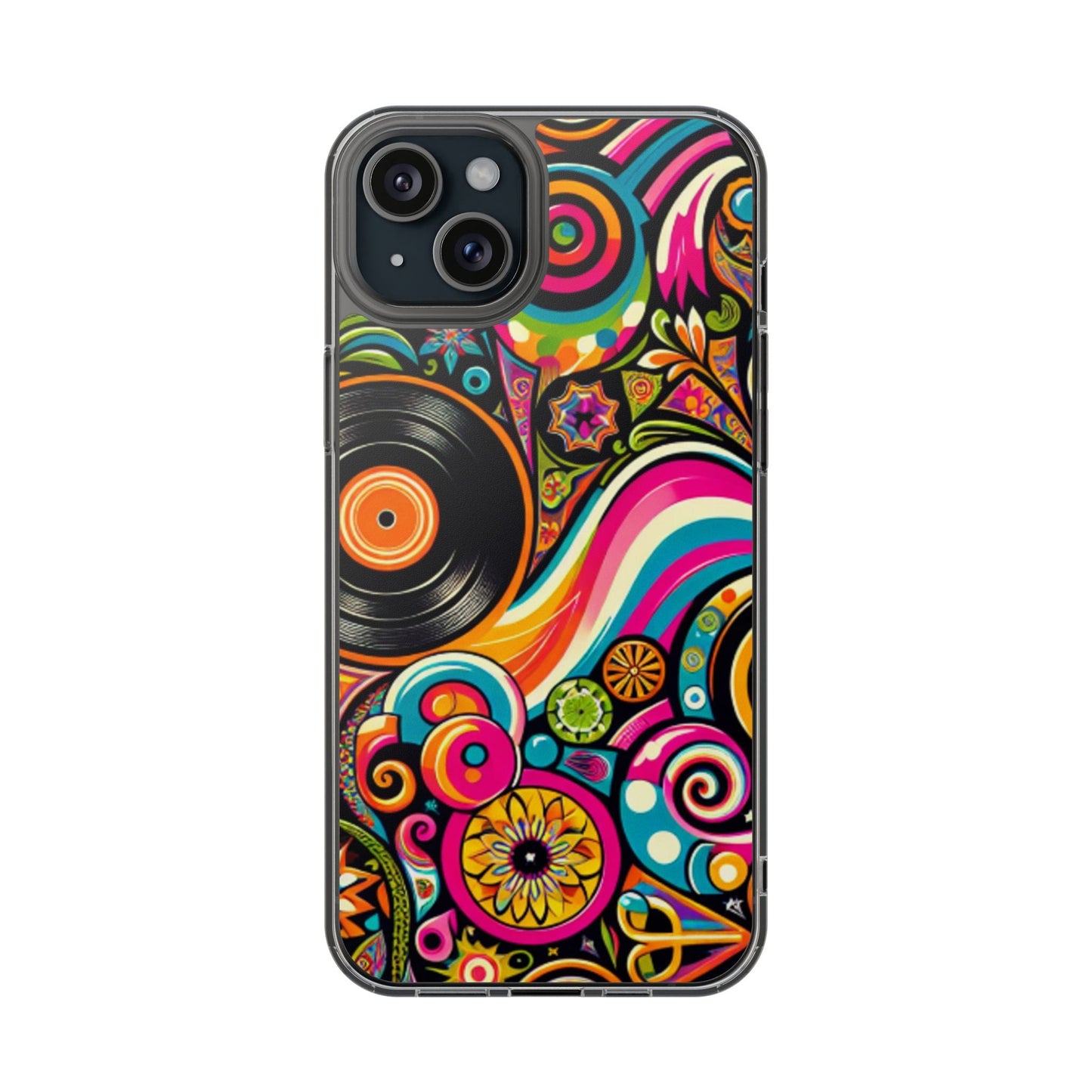 Colorful Vinyl Record Clear Phone Case