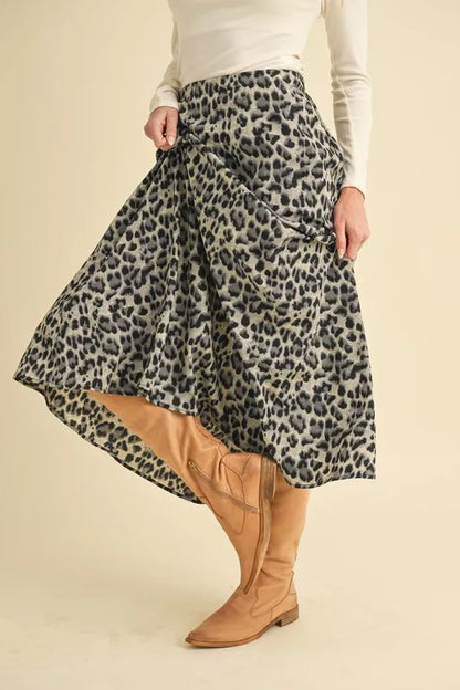Aemi+Co Leopard Midi Skirt – Chic Animal Print Midi