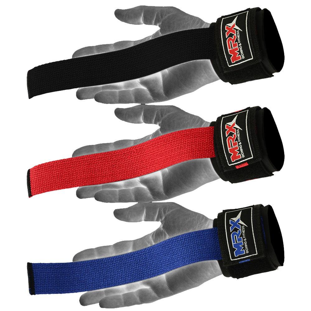 MRX Weight Lifting Bar Straps With Wrist Support Wraps Heavy Duty Bodybuilding Workout Gym Padded Strap Pair - Triathlete Store