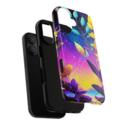 Artistic Vibrant Neon Floral Leaf Tough Phone Case