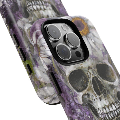 Plum Skull and Daisy Tough Phone Case