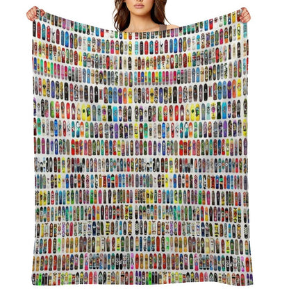 Vintage Skateboard Print Throw Blanket