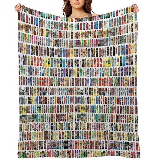 Vintage Skateboard Print Throw Blanket